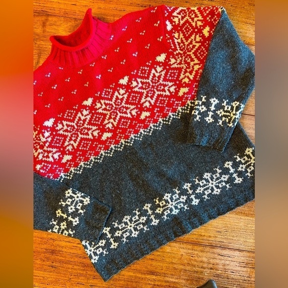 Sonoma Roll Neck Wool Blend Snowflake Sweater Boxy Cut / Xlarge - Picture 1 of 10